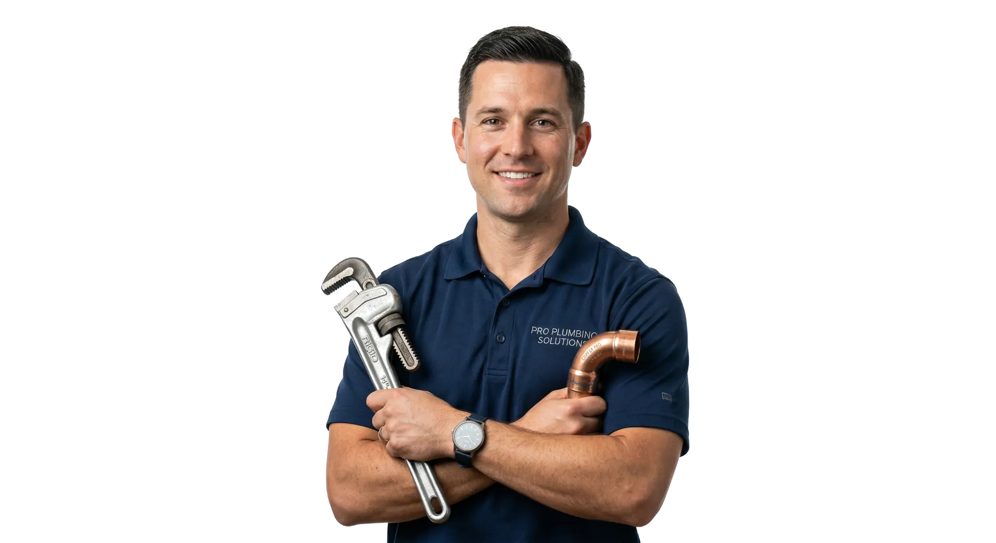 Plumber holding a wrench